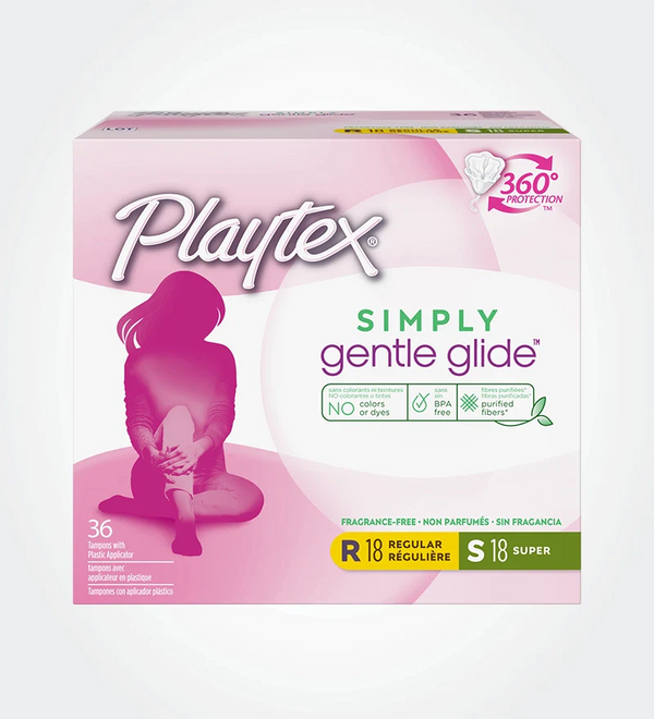 Tampons Simply Gentle GlideMC de PlaytexMD, multi-emballage (absorptivité régulière et super)