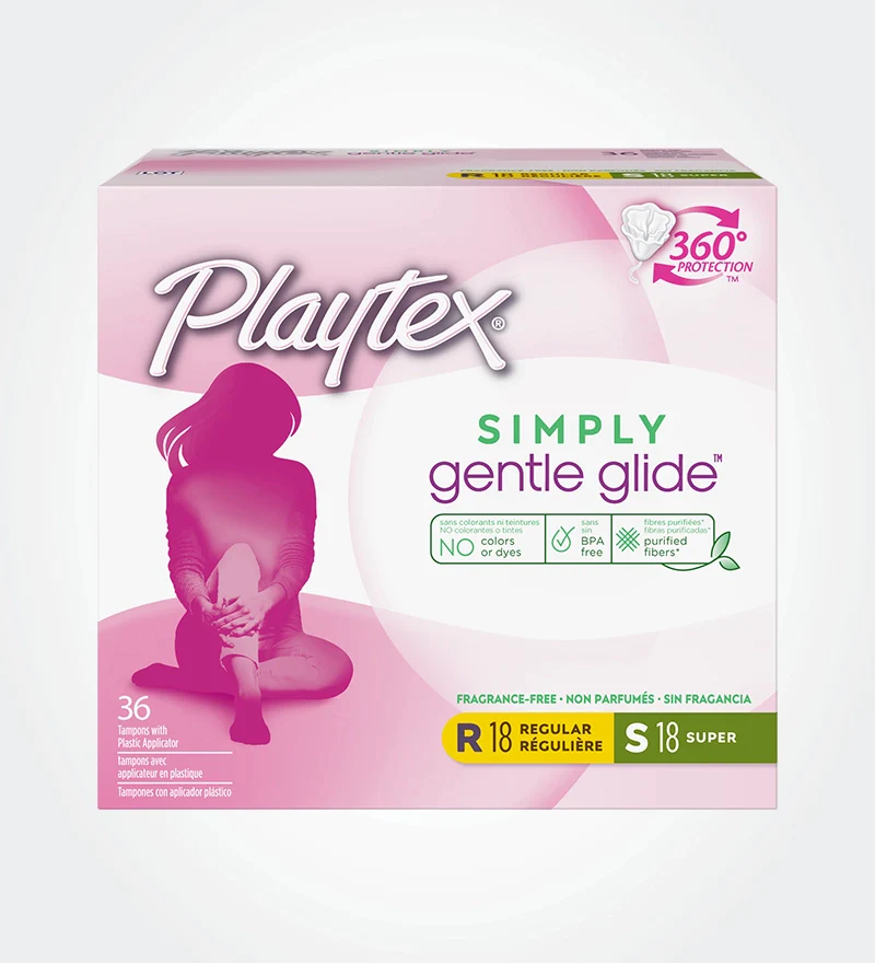 Tampons Simply Gentle GlideMC de PlaytexMD, multi-emballage (absorptivité régulière et super)