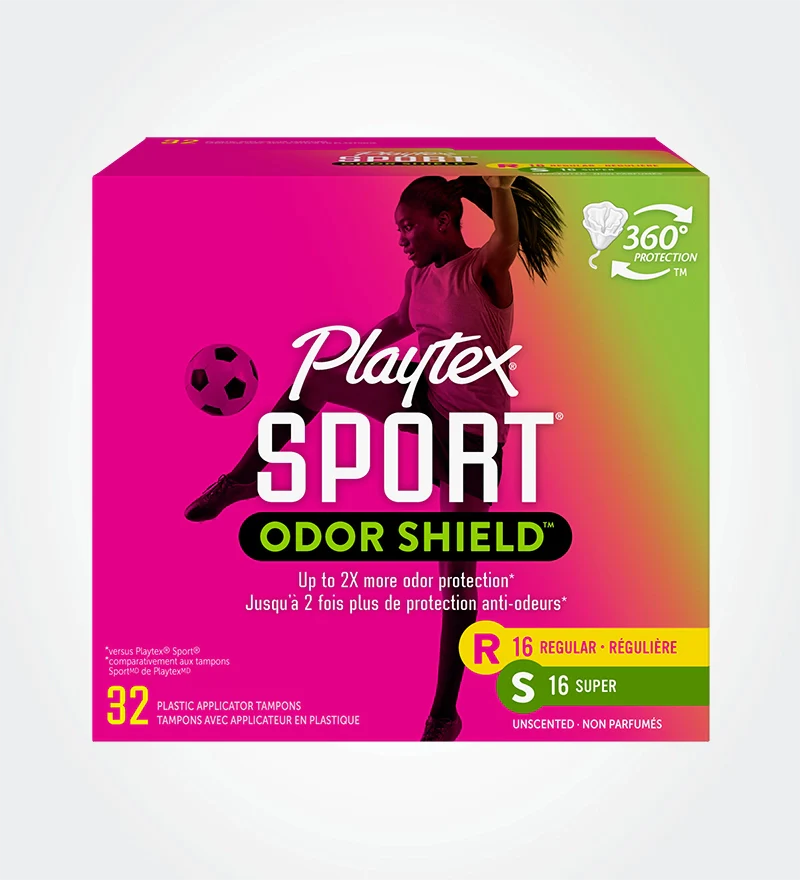 Tampons SportMD OdorShieldMD de PlaytexMD, multi-emballage (absorptivité régulière et super)