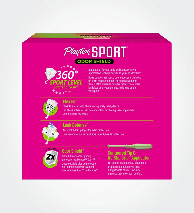 Tampons SportMD OdorShieldMD de PlaytexMD, multi-emballage (absorptivité régulière et super)