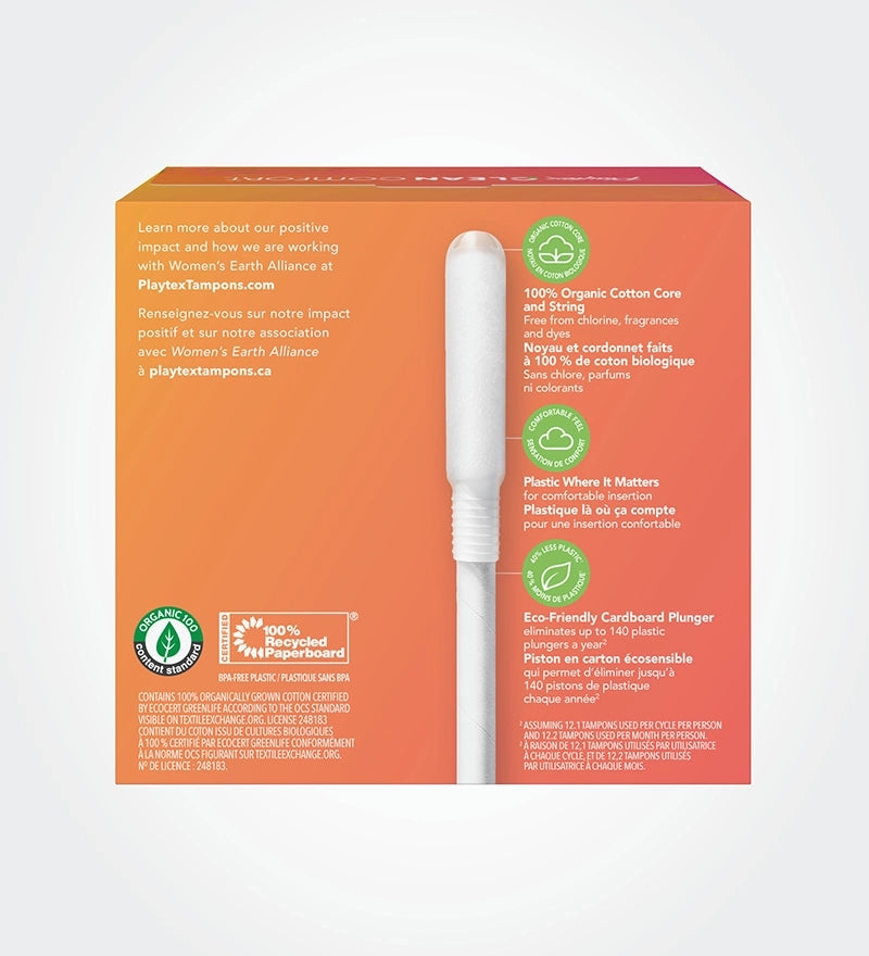 Tampons Clean ComfortMC de PlaytexMD, absorptivité super